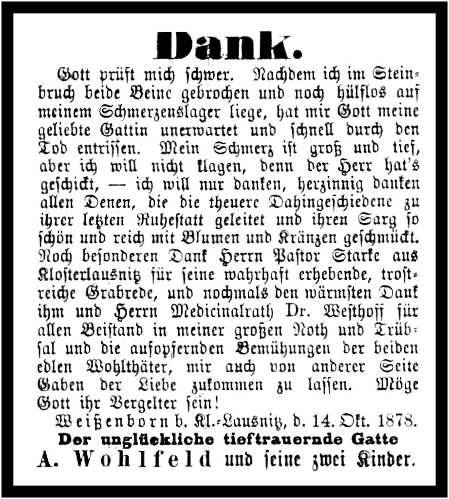 1878-10-14 Kl Trauer Wohlfeld